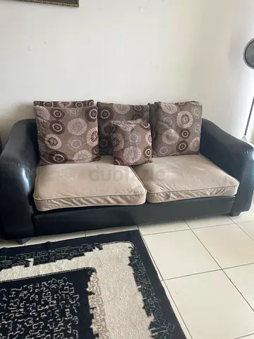 3-piece brown sofa set (3-seater + 2-seater + 2-seater) with cushions
