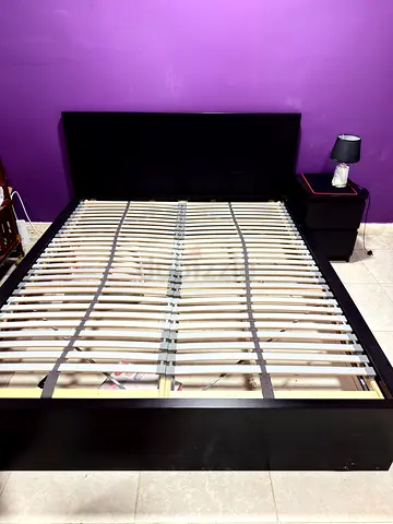 IKEA -  Queen Bed Frame with Headboard (Black) - Good Condition Size 160x200cm. No Mattress.