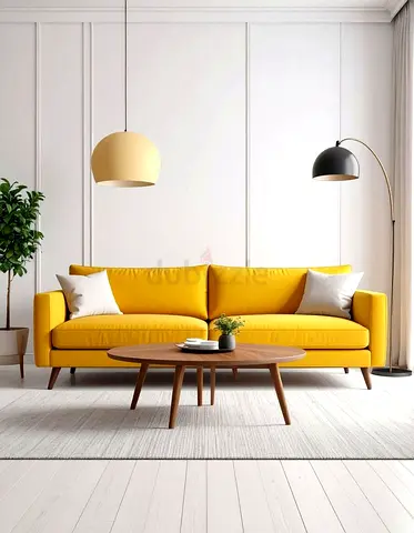 Modern Yellow 3-Seater Sofa in Good Condition