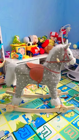 Plush Wooden Rocking Horse — Good Condition