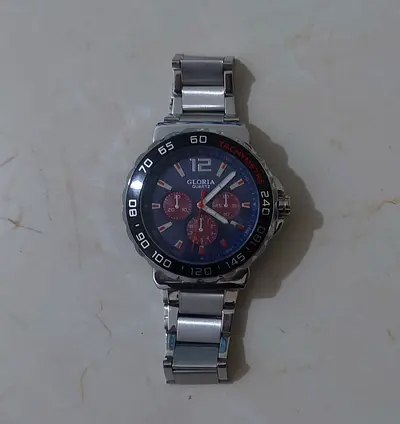 Gloria Quartz Men’s Watch - Chronograph Style - Silver Steel - 30 AED