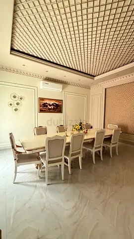 Elegant 10-Seater Dining Table with Chairs - Cream Classic Set