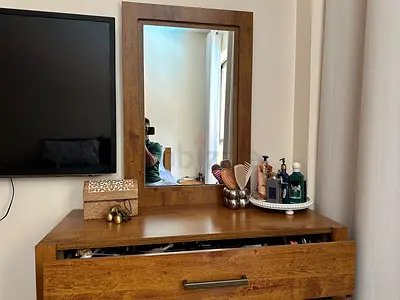 Wooden Dressing Table with Mirror and Drawers - Good Condition