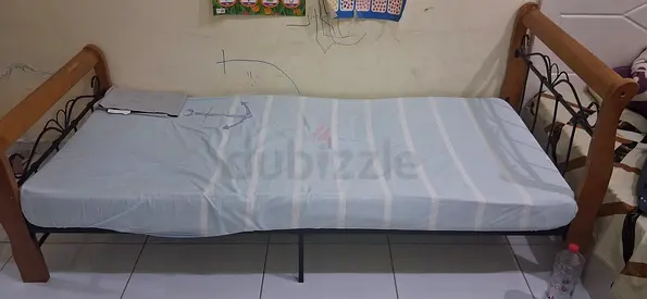 Single bed and mattress