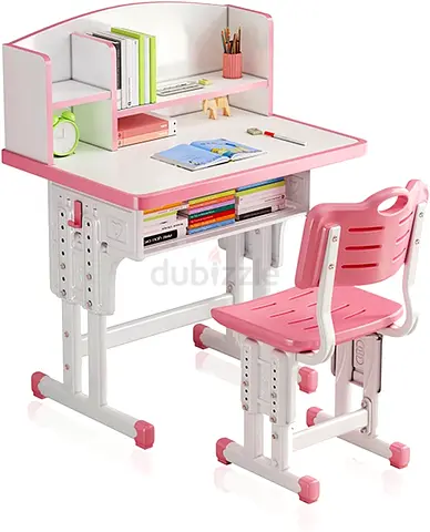 Adjustable Kids Study Desk and Chair Set - Pink  Green