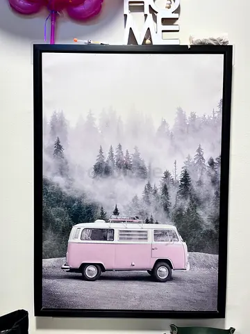 Framed Vintage Camper Wall Art - Large Landscape Print