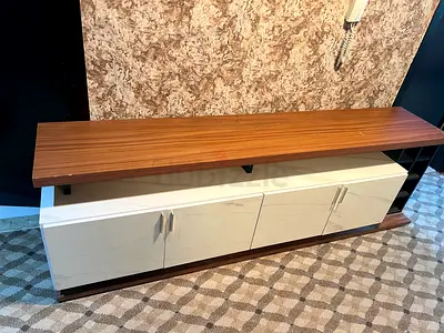 Wooden TV Entertainment Unit with Storage Cabinets - Good Condition