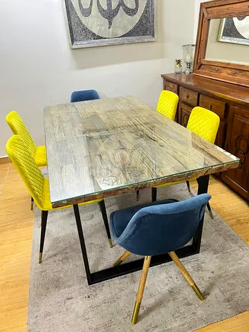 Marina Home Railway Wood Dining Table With Chairs