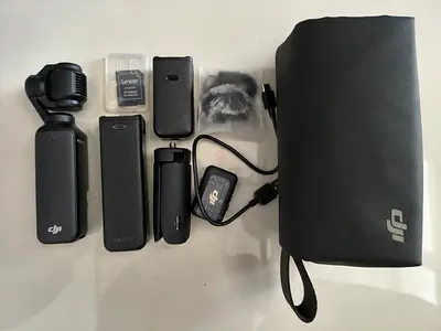 DJI Osmo Pocket 3 with accessories - case, batteries, mounts