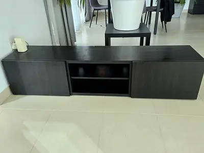 IKEA, BESTÅ TV bench w/ 2 doors, black-brown