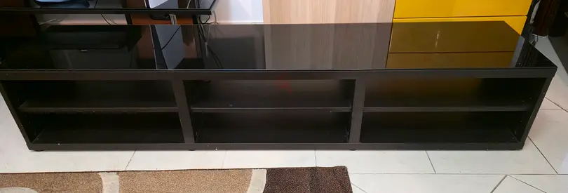 TV Stand / Entertainment Unit with Open Shelves- top Glass