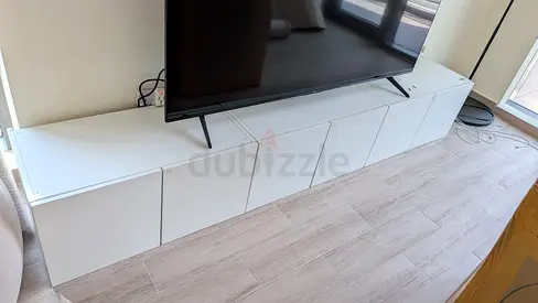IKEA white TV console media unit – 6-door modular cabinet, good condition