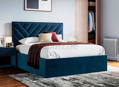 King-size upholstered platform bed with storage,and mattress
