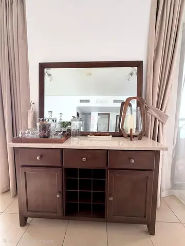 Solid Wood Sideboard with Mirror and Wine Rack — Bar  Good Condition