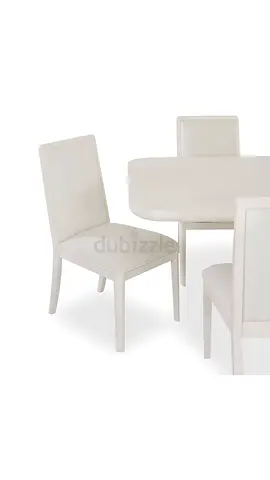 White Dining Table with Matching Chairs (Set) + Buffet Table- Modern Finish