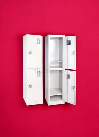 White Metal 2-Door Office/School Locker - Good Condition