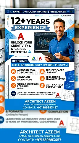AUTO CAD TRAINING – EXPERT FREELANCER
12+ Years of Professional Experience