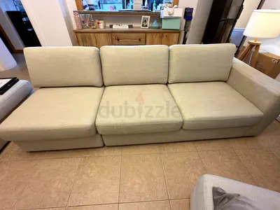 Light Beige (3) 2 +1 Seater Sofa in Good Condition - Removable Cushions.