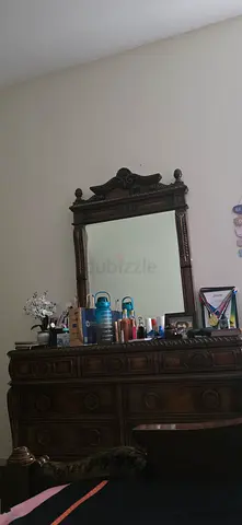 Solid Wood Vintage Dresser with Large Mirror - Good Condition
