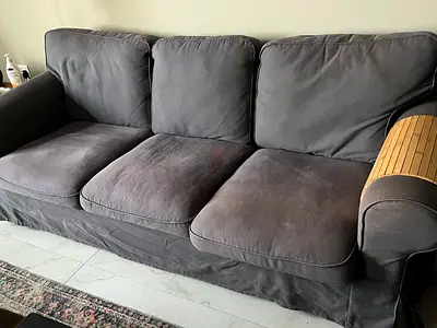 Used 3-Seater Grey Fabric Sofa — Comfortable, Good Condition