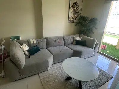 Home center Modular Light grey L-shaped seater sofa