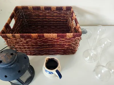 FREE: Exercise Mat, Garden Accessories, Woven Seagrass Storage Basket, Lantern, Vase
