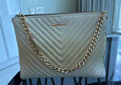 Aldo cream Quilted Shoulder Bag with Gold Chain Strap - Like New