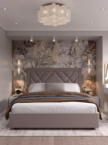 Queen Bed Frame with Padded Headboard in Grey - Good Condition