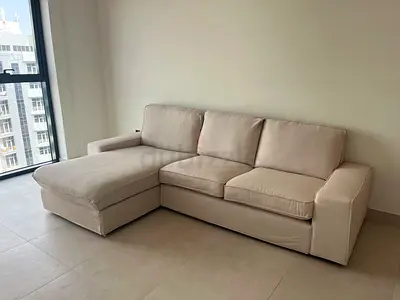 Beige L-Shaped Sofa with chaise - Excellent condition, used for a week only