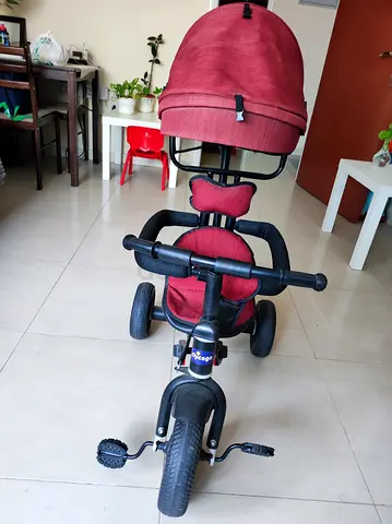 Red 3-in-1 Toddler Tricycle with Canopy and Parent Handle - Good Condition