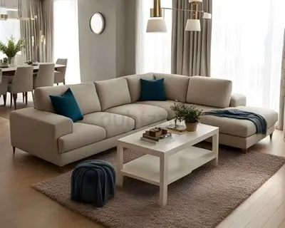 Primium Designe L shape sofa in Boucle Fabric customisation available