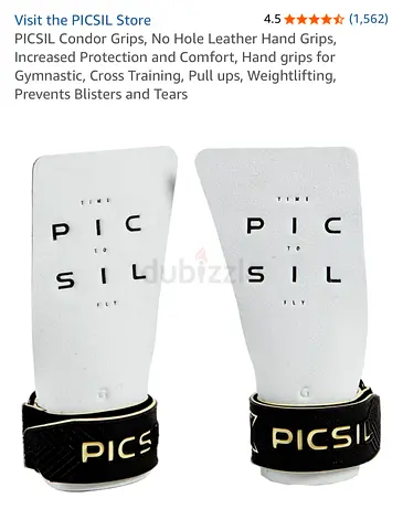 Picsil No-Hole Leather Gym Grips (Pair) - White, Used once but not the right size at Amazon 250 dhs