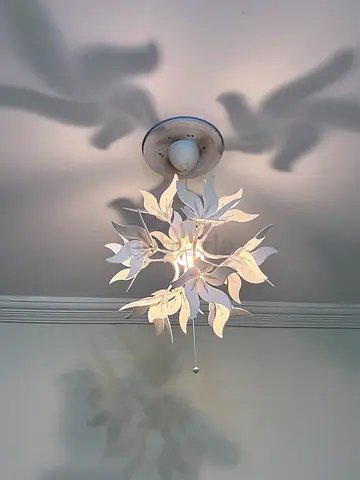 White Leaf Chandelier Ceiling Light - Decorative Floral Design
