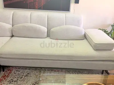 Light grey 3-seater fabric sofa with cushions — good condition