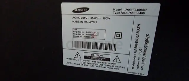 Samsung UA60F6400AR / UA60F6400 60 LED TV - Used (Label shown)