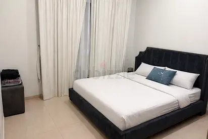 Dark Blue Velvet Queen Bed with Padded Headboard (Used)