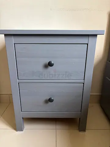 IKEA Hemnes 2-Drawer Nightstand – Grey – Good Condition