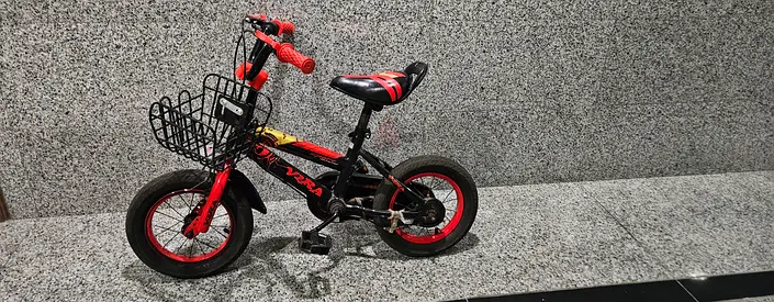 Kids 12-inch Red  Black Bicycle with Basket - Good Condition