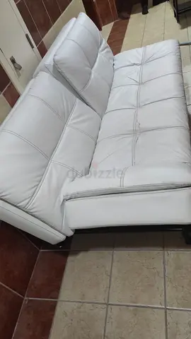 White Faux Leather 3-Seater Sofa - Good Condition