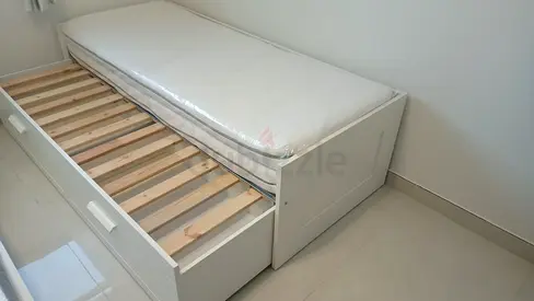 Ikea brimness Day bed frame with 2 big storage drawers underneath and with 2 Ikea mattresses