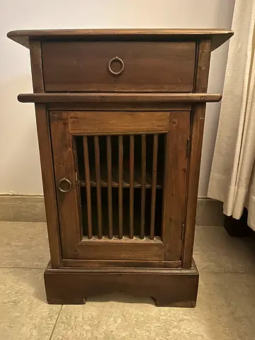 Solid Wood Bedside Table with Single Drawer and Lattice Door