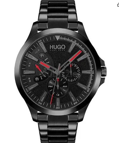 NEW HUGO Leap Multifunction Watch | Black Dial | Black Stainless Steel Bracelet