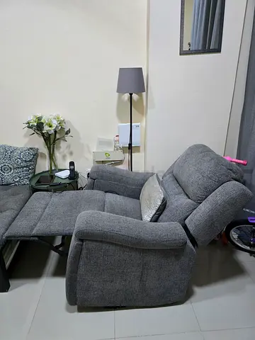 Gray Fabric Recliner Armchair - Good Condition