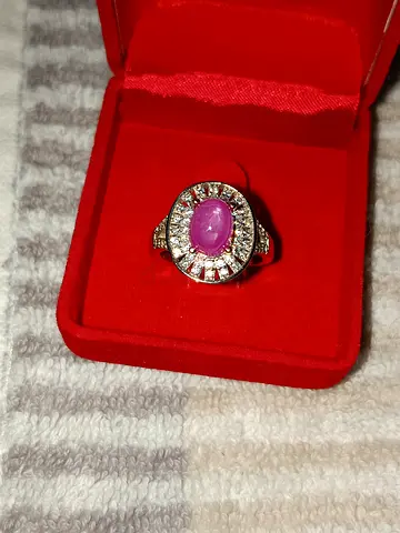 Sale 92.5% silver ring gold 14 points passionate with Ruby Gem Real Star + Cz White Very Beautiful