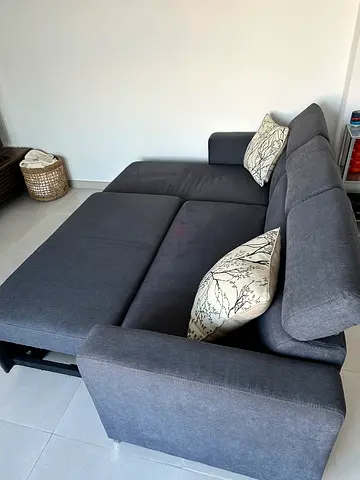 Dark Grey 3-Seater Sofa with Ottoman - Good Condition