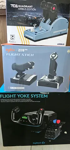 Bundle: Flight Yoke, Throttle Quadrant and Joystick (Logitech + Thrustmaster + pxn) - Full Set