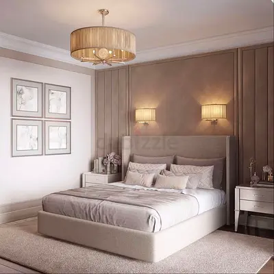 Neutral Upholstered King Bed with Headboard without Nightstands