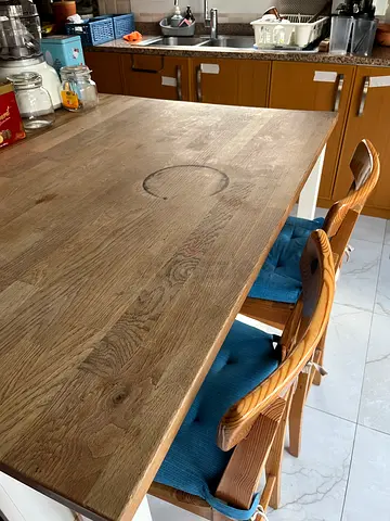 Solid Wood Dining Table with Natural Grain — Good Condition