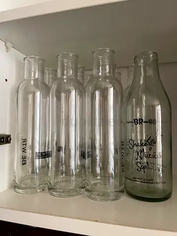 Set of 10 Clear Glass Bottles – Reusable Water/Storage Bottles