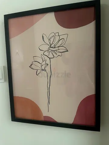 Framed Minimalist Line Art Floral Print (Black Frame) not included items on shelf